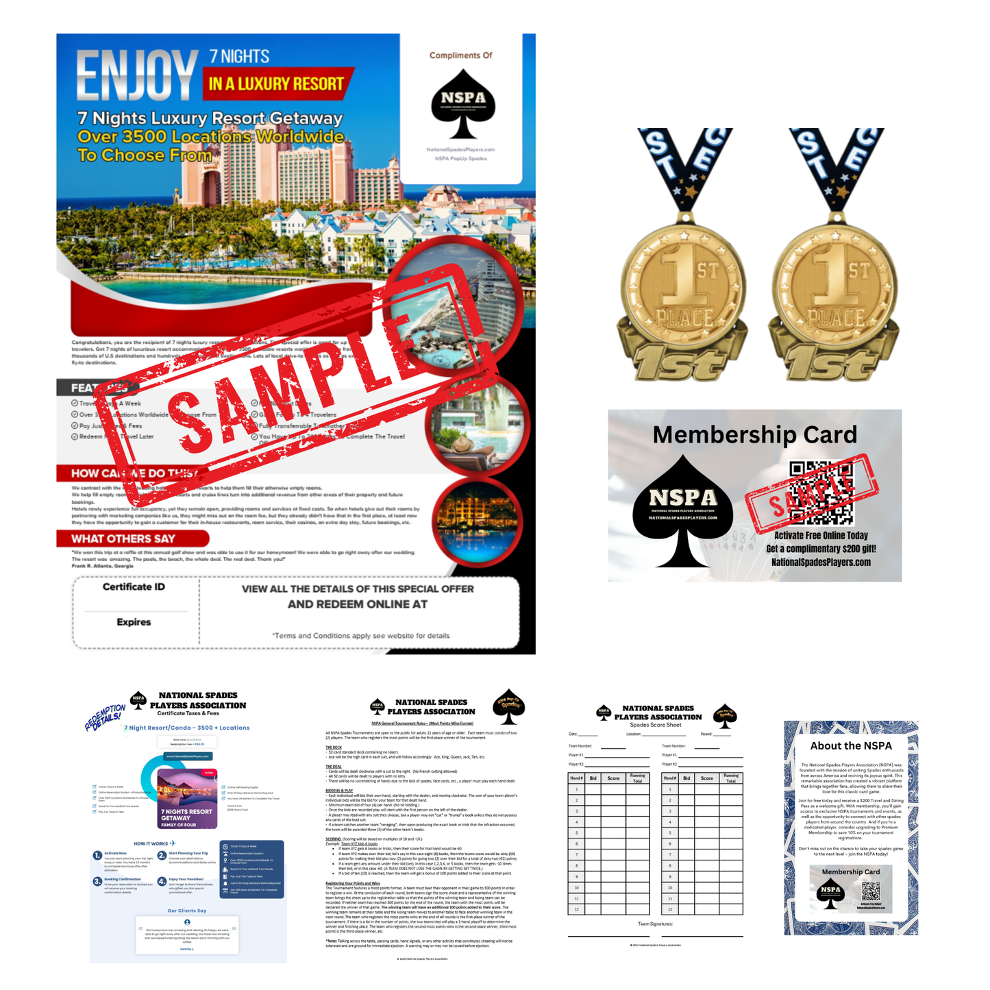 NSPA Pop-Up Spades - 7 Nights Resort Getaway Prize Package