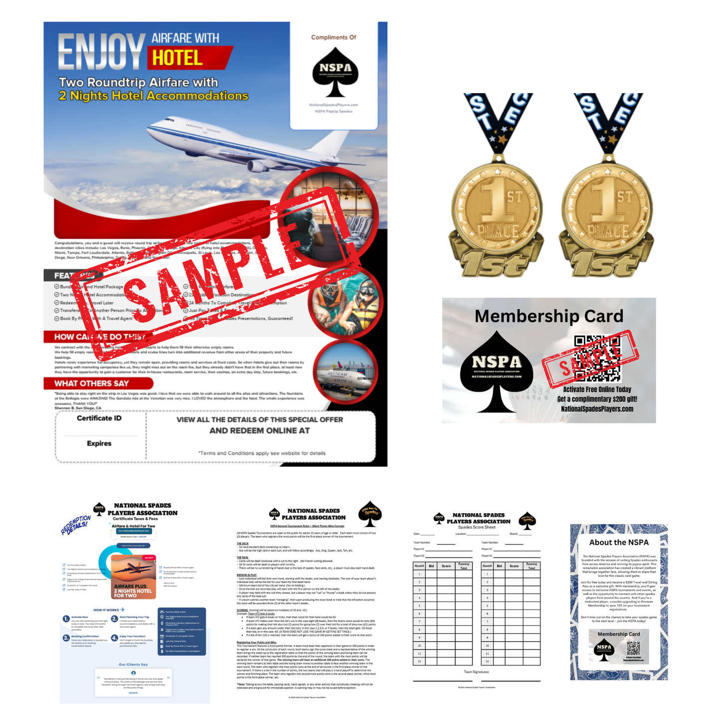 NSPA Pop-Up Spades - Airfare & Hotel Getaway for Two Prize Package